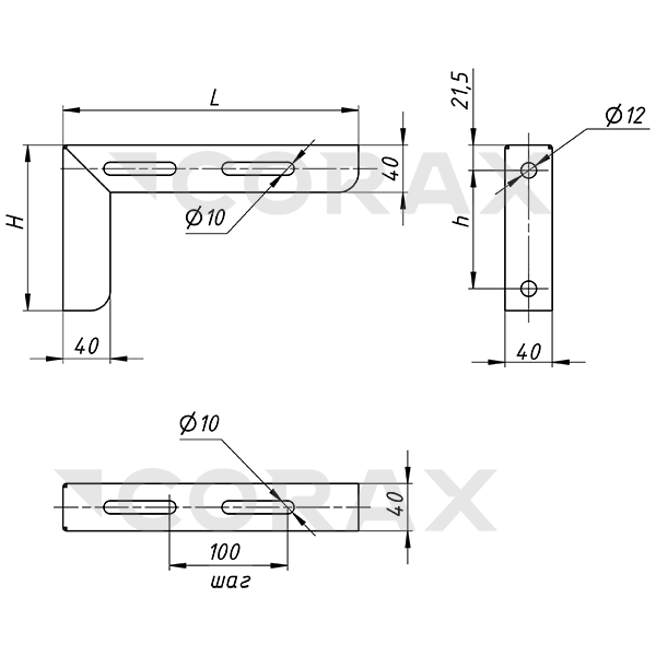 Штанга для стенового хомута CORAX AISI 430 0.5 м - фото2